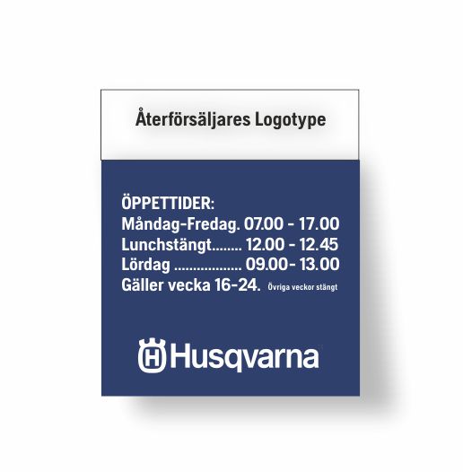 HQ skylt 1000x1200 mm Öppettider